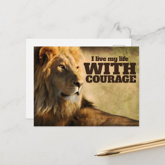 "Ik leef met moed" Motivatie Affirmatie Briefkaart (Voorkant / Achterkant in situ)