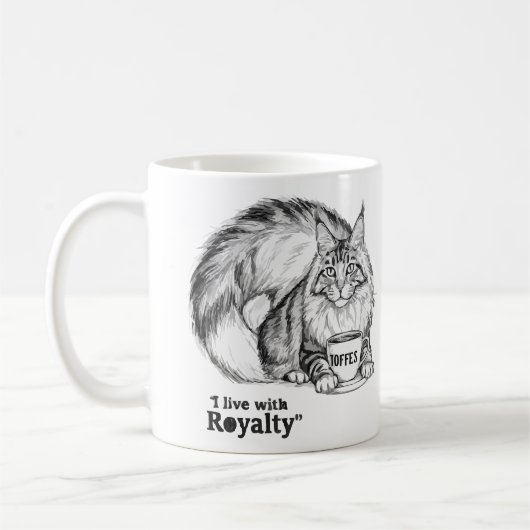 Ik leef met Royalty Cat Mok - Maine Coon Koffie (Links)
