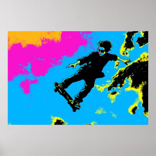 Ik leef om te vliegen - Skateboarder Poster (Voorkant)