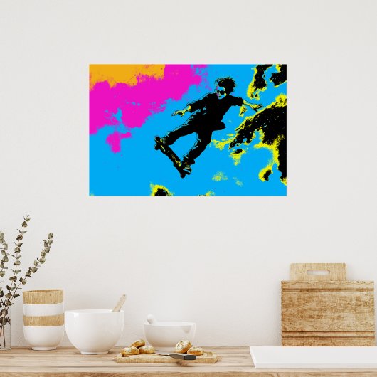 Ik leef om te vliegen - Skateboarder Poster (Keuken)