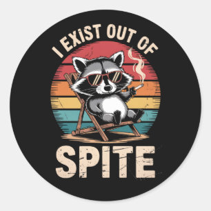 Ik leef uit de grillige wasbeer Vintage Ronde Sticker