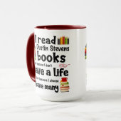 Ik leef veel levens die Dustin Stevens boeken leze Mok (Voorkant links)