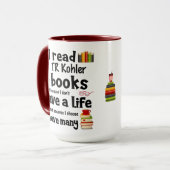 Ik leef veel levens die TR Kohler boeken lezen Mok (Voorkant links)