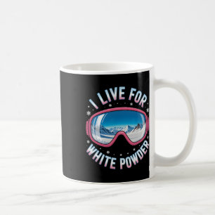 Ik leef voor een witte poederski-bril Funny Skier  Koffiemok
