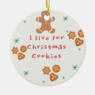 Ik leef voor kerstkoekjes die op een versiering zi keramisch ornament