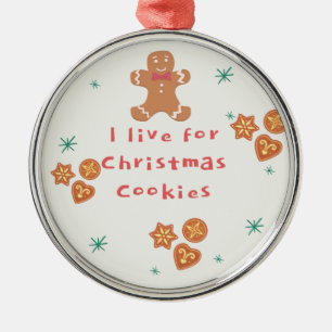 Ik leef voor kerstkoekjes metalen ornament