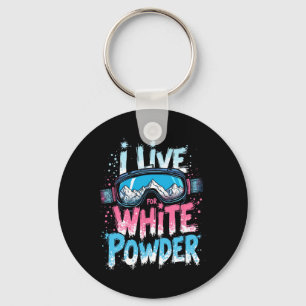 Ik leef voor white powder skiën snowboarden sleutelhanger
