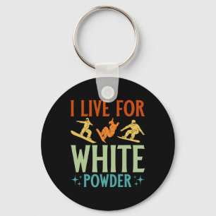 Ik leef voor White Powder Snowboarder Snowboarding Sleutelhanger