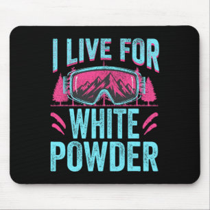 Ik leef voor witte poeder 80s 90s Retro Skien Snee Muismat
