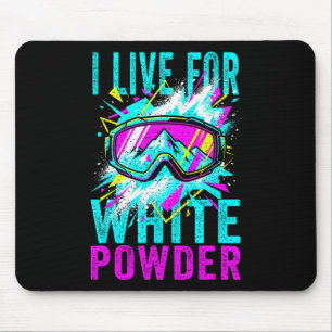 Ik leef voor witte poeder 80s 90s retro skiën snee muismat