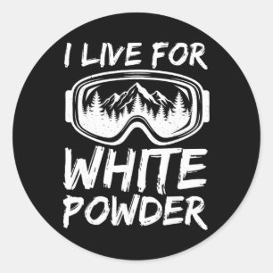 Ik leef voor witte poeder grappig skiën freestyle ronde sticker