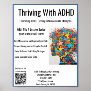 Ik leer ADHD Coaching * Thriving with ADHD te bere Poster