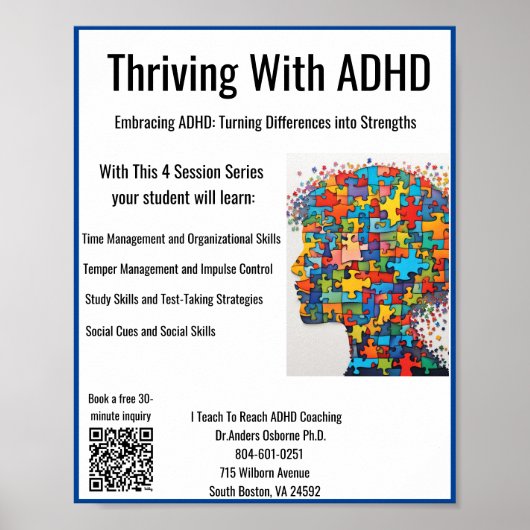 Ik leer ADHD Coaching * Thriving with ADHD te bere Poster (Voorkant)