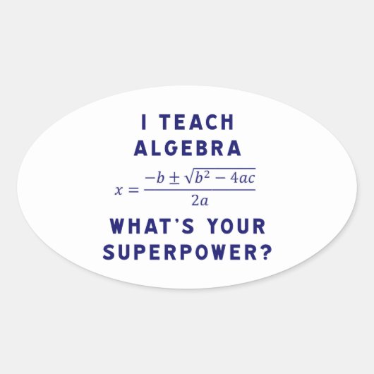 Ik leer Algebra / Wat is jouw Superpower? Ovale Sticker (Voorkant)