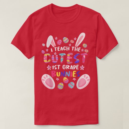 Ik leer de beste 1e klas-bunnies-leraar t-shirt (Design voorkant)