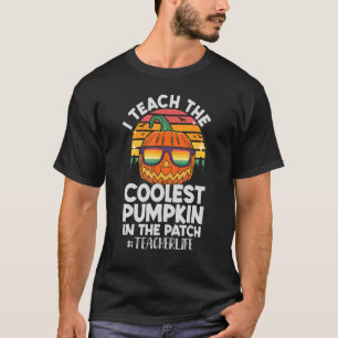 Ik leer de coolste pompoen in de patch leraar L T-shirt