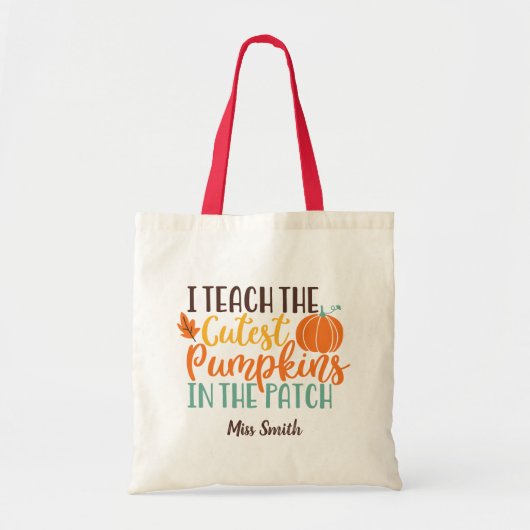 Ik leer de cutest pomkins Herfst Quote leraar Tote Bag (Voorkant)