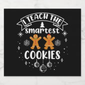 Ik leer de mooiste koekjes met kerst van de leraar sparkling wijnetiket (Enkel label)