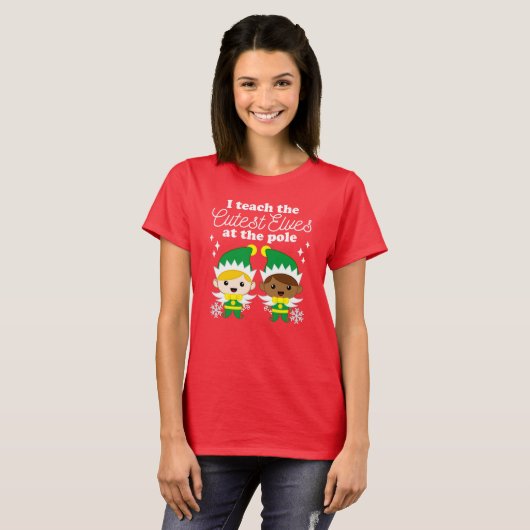 Ik leer de Schattigee Elfen Kerstmis T-shirt (Voorkant volledig)