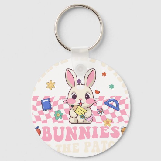 ik leer de schattigste bunnie in de patch, retro,  sleutelhanger (Voorkant)