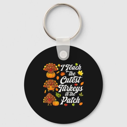 Ik leer de schattigste kalkoenen in de patch sleutelhanger (Voorkant)