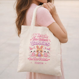 Ik leer de schattigste konijntjes in het veldje tote bag
