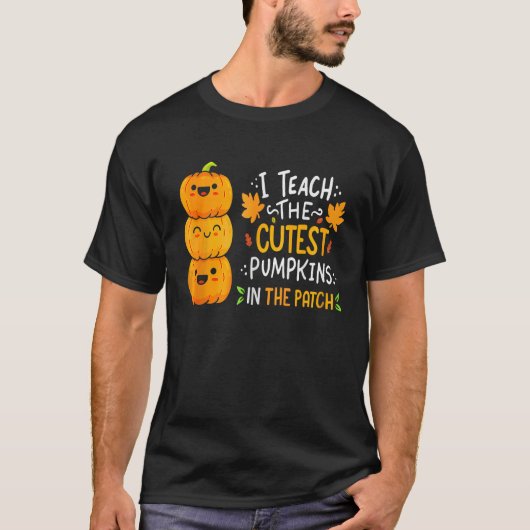 Ik leer de schattigste pompoenen in de patch leraa t-shirt (Voorkant)