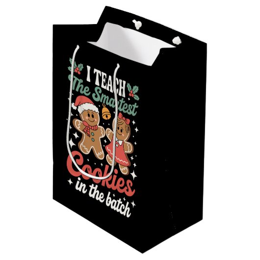 Ik leer de slimste koekjes in de batch leraar medium cadeauzakje (Voorkant Gekanteld)