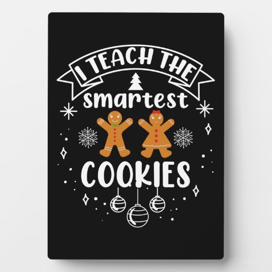 Ik leer de slimste koekjes leraar kerstmis fotoplaat (voorkant)