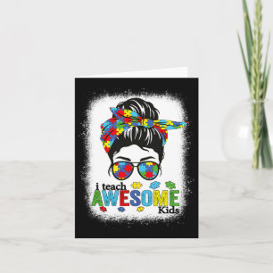 Ik leer Geweldige Kinder Autism Awareness Bun Bl Kaart