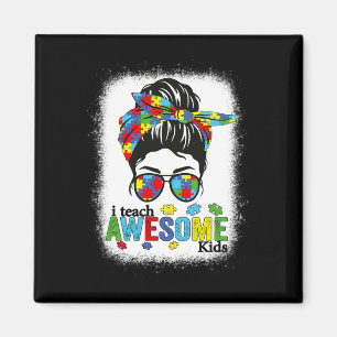 Ik leer Geweldige Kinder Autism Awareness Bun Bl Magneet