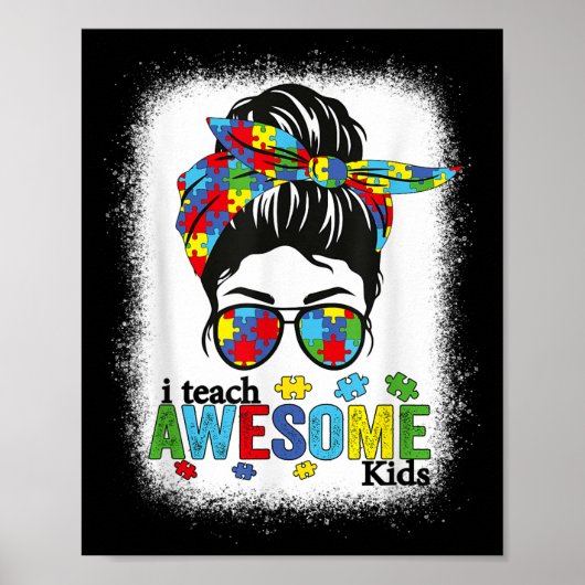 Ik leer Geweldige Kinder Autism Awareness Bun Bl Poster (Voorkant)