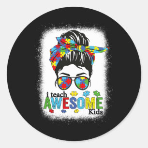 Ik leer Geweldige Kinder Autism Awareness Bun Bl Ronde Sticker