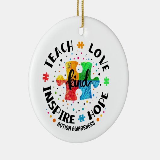 Ik leer Geweldige Kinder autisme-bewustmakingseres Keramisch Ornament (Rechts)