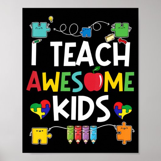 Ik leer Geweldige Kinder shirt Autism Awareness pu Poster (Voorkant)