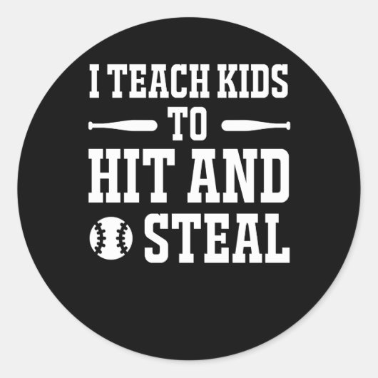 Ik leer Kinderen met steal Softball coach Ronde Sticker (Voorkant)