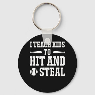Ik leer Kinderen met steal Softball coach Sleutelhanger
