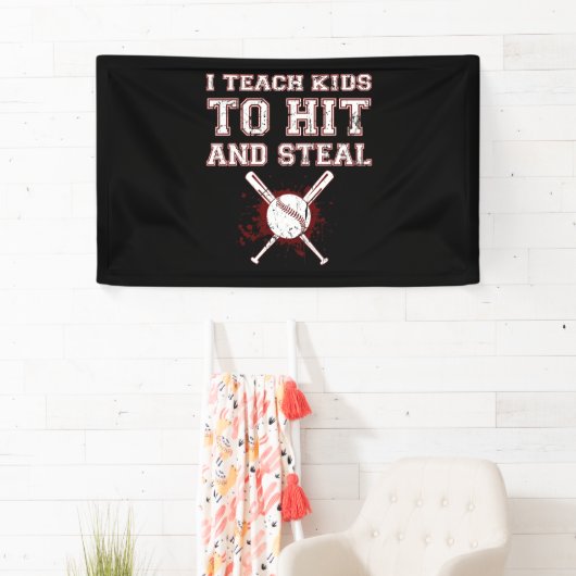 Ik leer Kinderen naar Hit en Steal - Baseball Coac Spandoek (Insitu)