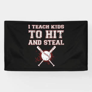Ik leer Kinderen naar Hit en Steal - Baseball Coac Spandoek