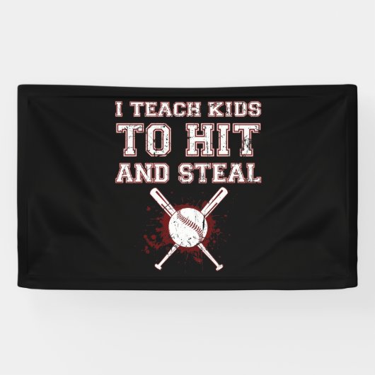 Ik leer Kinderen naar Hit en Steal - Baseball Coac Spandoek (Horizontaal)