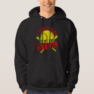 Ik leer kinderen om te slaan en te stelen Softbal Hoodie