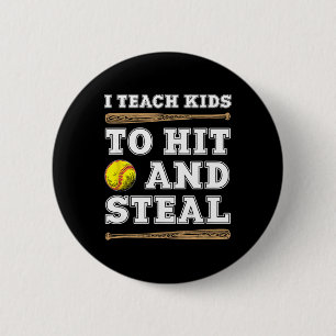 Ik leer kinderen slaan en stelen - Grappige Softba Ronde Button 5,7 Cm