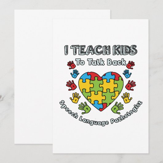 Ik leer kinderen terug te praten Spraak Taal Thera Bedankkaart (Voorkant / Achterkant)