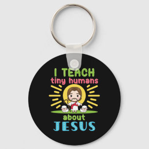 Ik leer kleine mensen over Jezus Christelijk Sleutelhanger