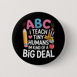 Ik Leer Kleine Mensjes Leraar Waardering School Ronde Button 5,7 Cm