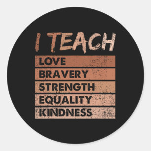 Ik leer liefde dapperheid kracht zwarte geschieden ronde sticker