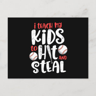 Ik leer mijn Kinderen met Steal Mam Pap Baseball Aankondigingskaart