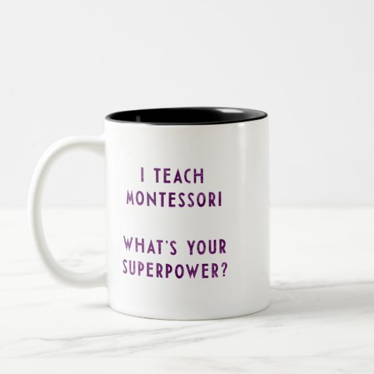 Ik leer Montessori wat is je Superpower? Tweekleurige Koffiemok (Links)