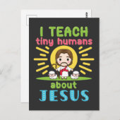 Ik leer Tiny Humans over Jezus Christelijke leraar Briefkaart (Voorkant / Achterkant)