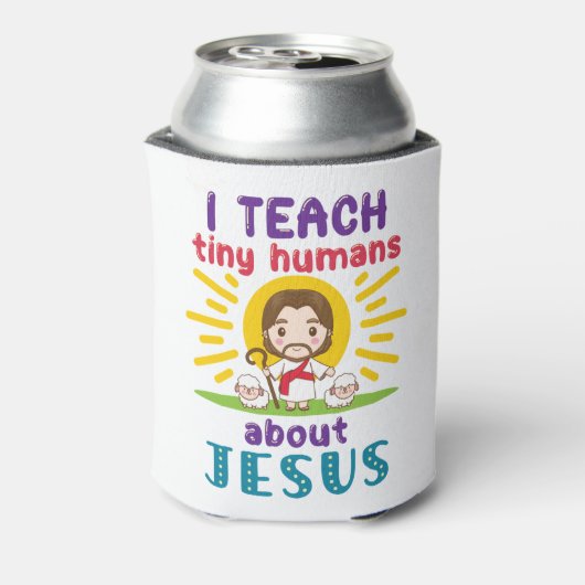 Ik leer Tiny Humans over Jezus Zondag School Blikjeskoeler (Blikje Achterkant)